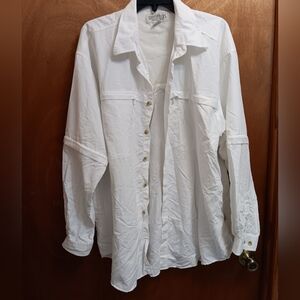 Authentic Outfitters  Mens White Lightweight Shirt Jacket
